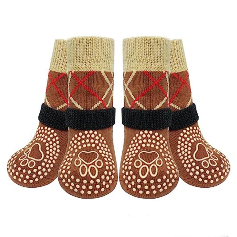 4pcs/lot Paw Protection Pet Dog Socks Adjustable Puppy Sock Dog Foot Covers  Small Medium Large Dogs