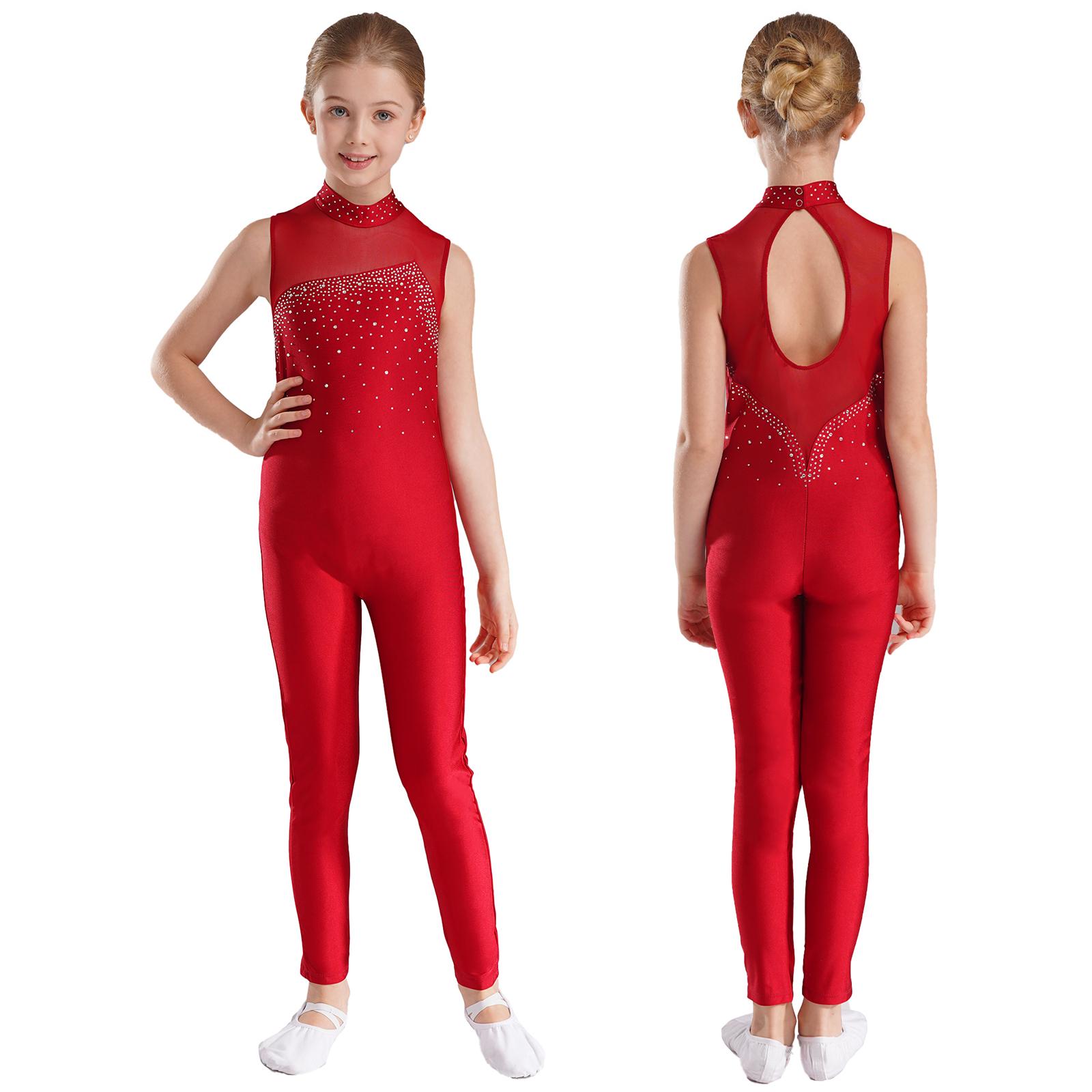 

Детский комбинезон без рукавов для девочек, танцевальный комбинезон с открытой спиной, комбинезон, полная длина, гимнастическая танцевальная одежда, боди 5-6 Years бордовый