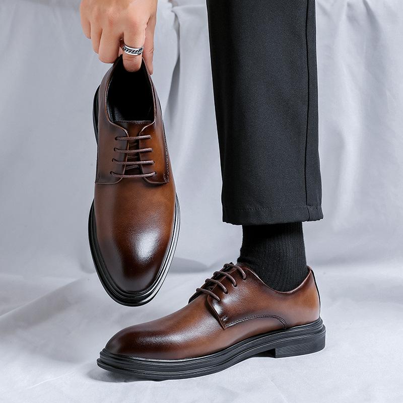Inner heightening leather shoes men's new business dress British style casual heightening trendy shoes 1396-R
