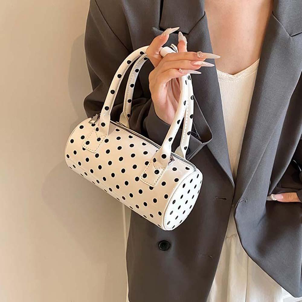 Anti-Splash Water Polka Dot Cylindrical Bag Polyester PU Shoulder Bag Spicy Girl Handbag  Women