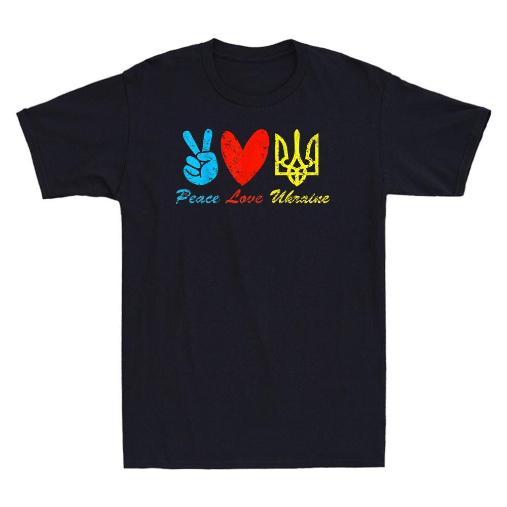 Peace, Love, Ukraine Ukrainian Flag I Stand With Ukraine Men s T-Shirt Gift Tee XL