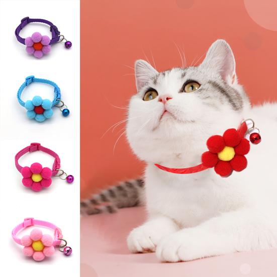 Flower Dog Collar Breathable Releases Quickly Pet Supplies 3D Floral Dog Collar with Bell for Dog