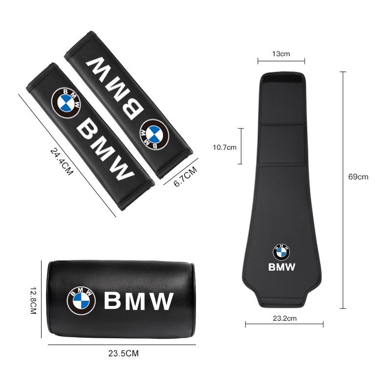 EKQ2   BMW Car Leather Headrest Pillowcase Seat Belt Shoulder Pad For BMW Performance F30 F10 E90 F20 E46 G30 Car Interior Accessories