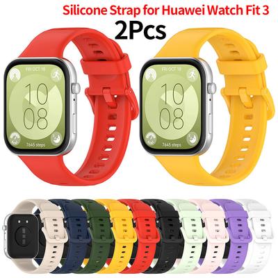 2 Stück Silikonarmband für Huawei Watch Fit 3 Smartwatch Wasserdichtes Ersatzarmband Schweißfestes Uhrenarmband Sportliches Uhrenarmband