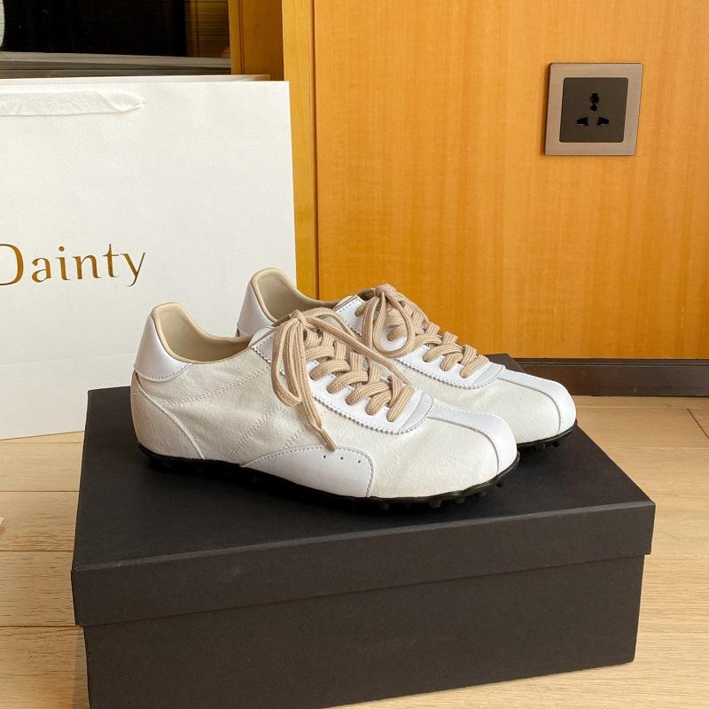 Cowhide version retro color matching German training shoes women's 2025 new versatile and thin soft sole casual sports white shoes board shoes