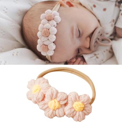 Gestricktes Stirnband mit Blumenanhänger für 100-Tage-Fotografie Weich und sicher Atmungsaktiver Babyschmuck Requisiten für Fotoshootings