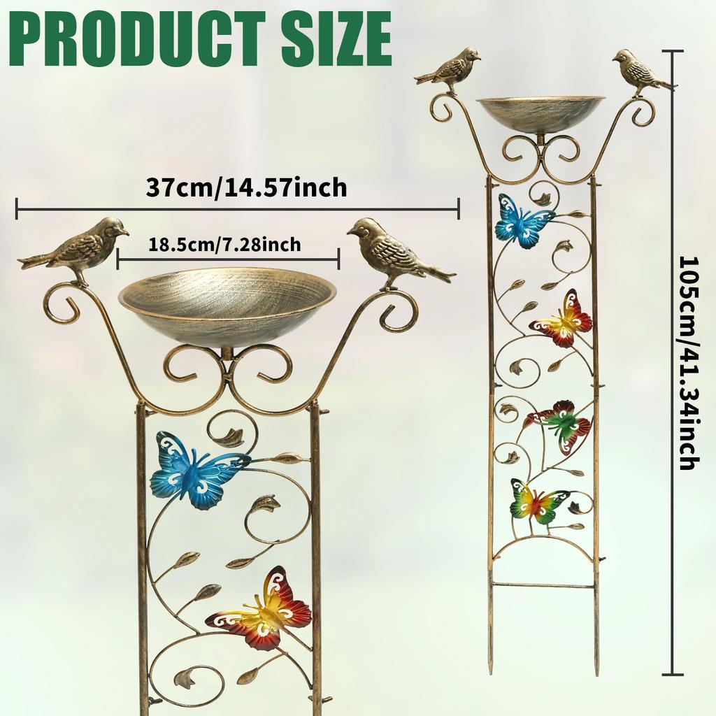 Decorative Metal Bird Feeder With Trellis for Climbing Planting Trellis Bird Bath Freestanding Birdbath for Yard Patio Outdoors