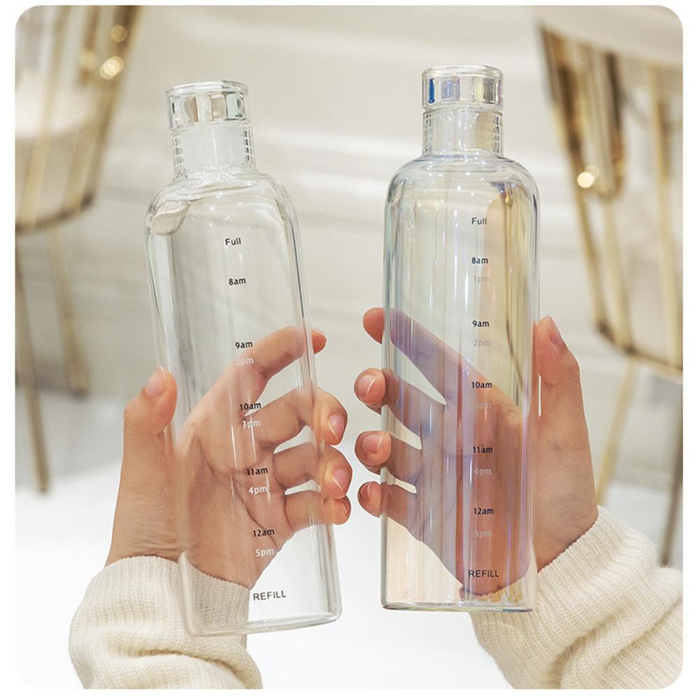 Kubek na wodę 500 ml ze znacznikiem czasu, przenośna, przezroczysta butelka na napoje o dużej pojemności, sportowe butelki na wodę