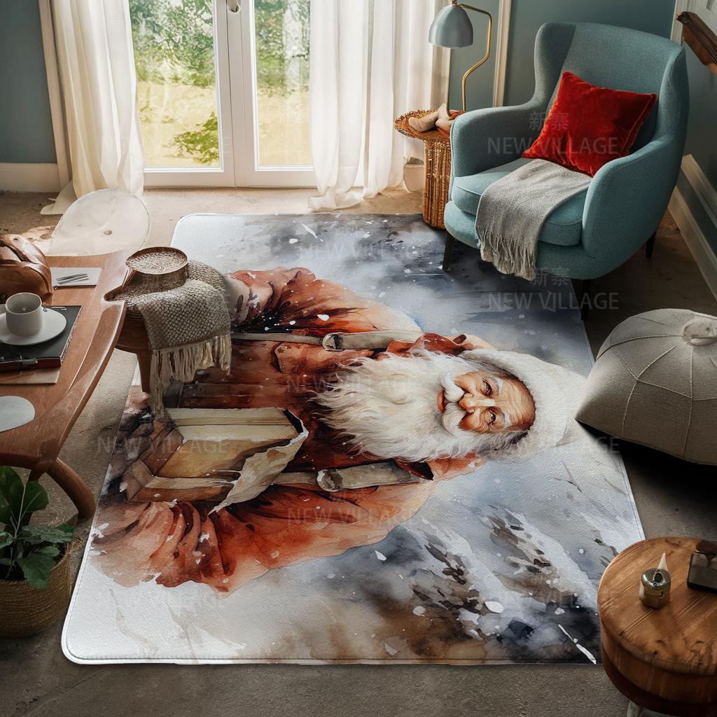 House Entrance Carpet Home Door Mat Living Room Bath Foot Bathroom Non-slip Water Absorption Rugs Bath Merry Christmas Winter