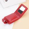 Women Lipstick Storage Bag with Mirror Faux Leather Solid Color Portable Mini Travel Women Makeup Lip Gloss Tint Stain Lacquer Organizer Case