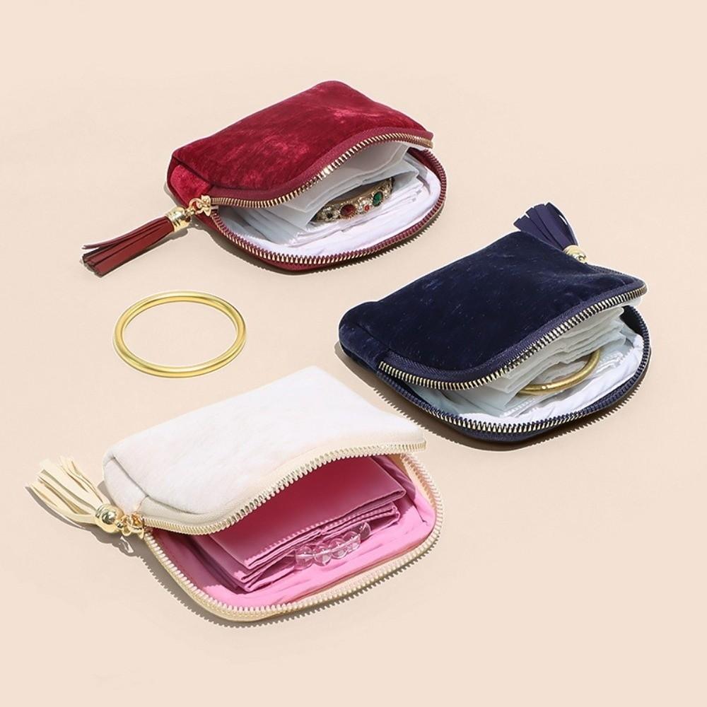 Flannel Jewelry Organizer Mini Jewelry Storage Pouch  for Rings, Bracelets, & Bangles