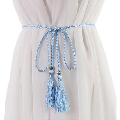 Dekoriertes Dünnes Kleid Schleife Taillenband Geflochtenes Seil Taillenkette Quasten Gürtel Taillenseil Geflochtene Gürtel