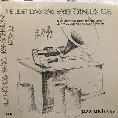 LP Record EARL BAKER, RED NICHOLS - The Legendary Earl Baker Cylinders  JA43 Jazz Archives 1979 US Jazz Used