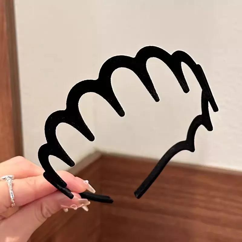 

Simple Flocking Hair Band for Women Velvet Headband Make Up Toothed Anti Slip Hairpins Headwear Hair Accessories Hair Clips чёрный