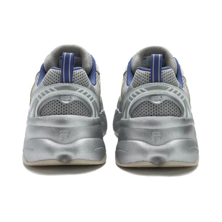 Fila Fusion Unique Fabric Synthetic Leather Comfortable Low-Top Casual Shoes Women Sneaker Silver Gray T12W411615FBC