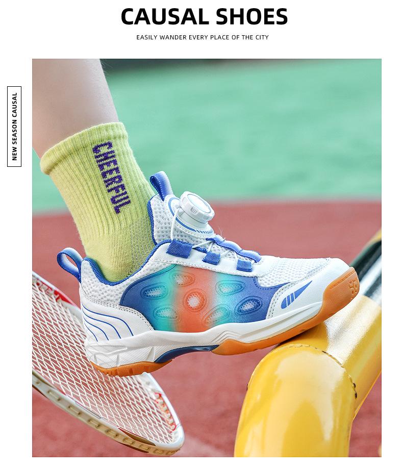 2025 Kids' Badminton Shoes for Boys & Girls – Competition Ready, Rotating Buckle, Double Mesh, Breathable Design