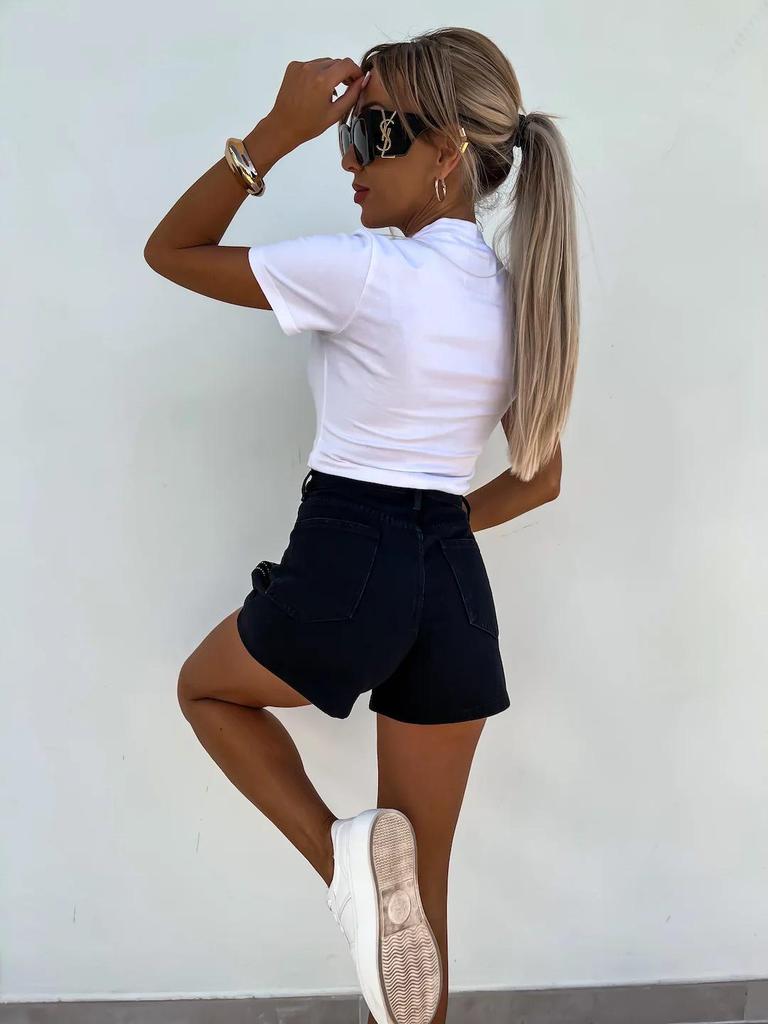 2024 Summer Street Fashion Women's Embellished Denim Shorts