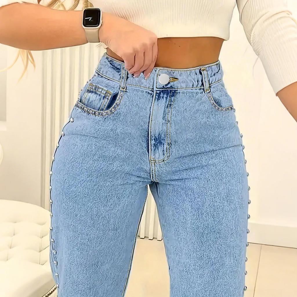 Women's Color Trend Ripped Casual Fashion Straight Leg Jeans