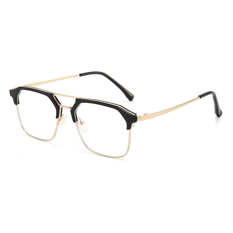 New Ultra-light Half-frame Anti-blue Light Flat Mirror for Men, Cool and Handsome Glasses, Double Beam, Large Frame, Black Warrior Glasses Frame