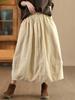 Johnature Woman Autumn Niche Elastic Waist Solid Color Casual A-Line Skirt Fashion Vintage Chinese Style Retro Skirt