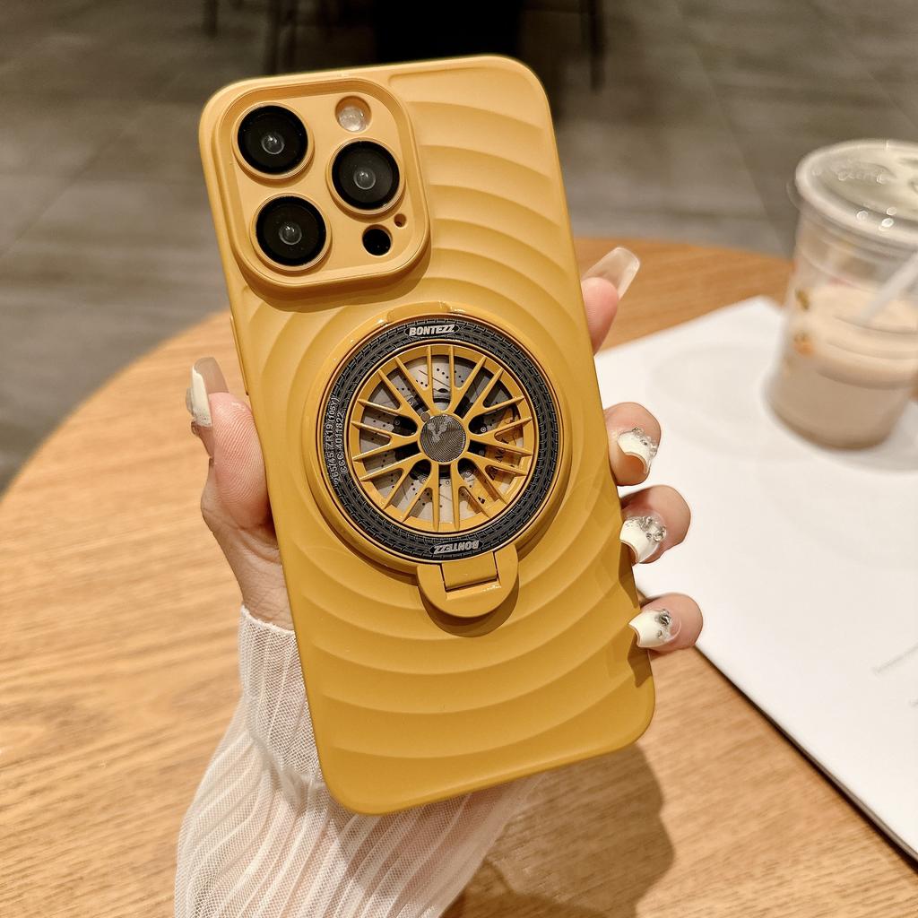 PC Oil-sprayed Wavy Phone Case Suitable for IPhone16, Apple 15ProMax Gyroscope Stand 14 Drop Protection Case