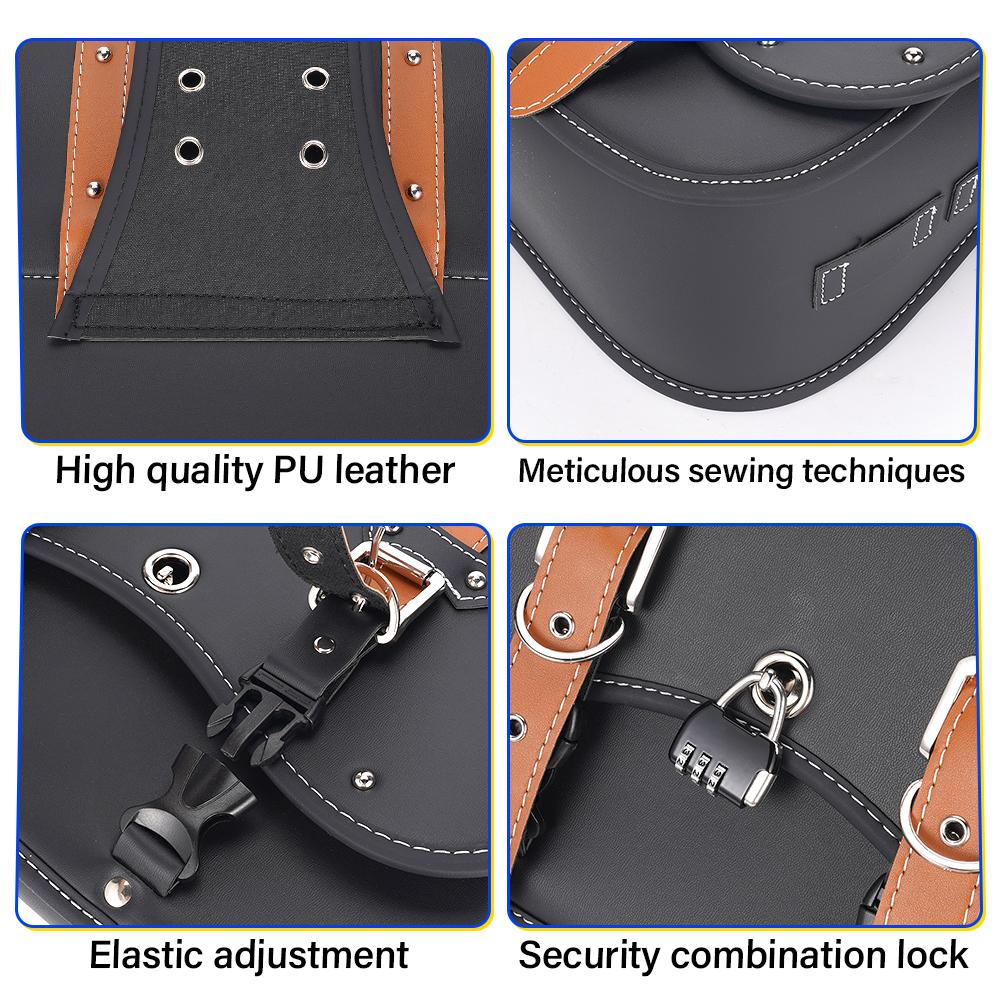 Universal Retro Motorcycle Side Hanging Bags Waterproof Pu Leather Saddle Bags Electric Bike Side Luggage Anti-Theft Car Bags
