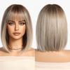 Fabrik Blonde Ombre Pony Bob Synthetische Perücke Kurz Gerade Natürlich Langlebig Matt Echtes Foto