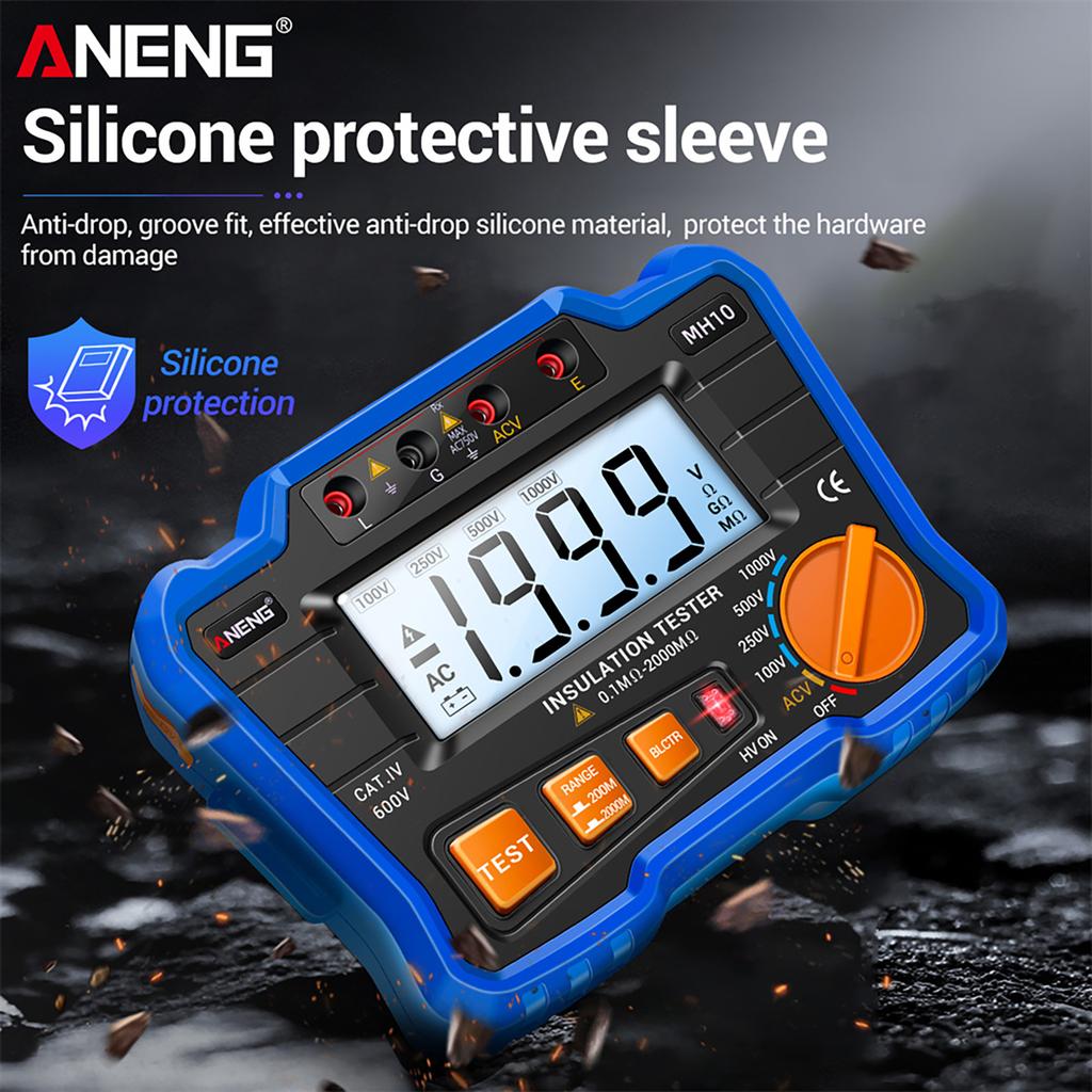 ANENG MH10 Digital Megohmmeter Insulation Resistance Tester 100V/ 250V/ 500V/ 1000V Voltmeter LCD Display Screen Multimeter