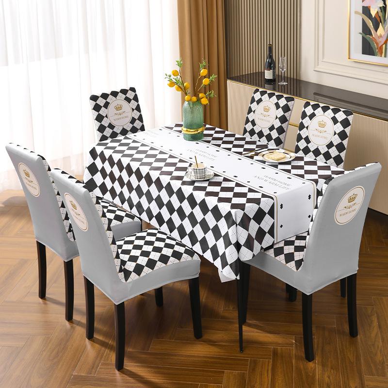 

Скатертина Набір чохлів для стільців Прямокутна скатертина Покривала для домашніх стільців Скатертина для обіднього столу Еластична накидка на стільці Скатертина, що не змивається 140*200cm 1pcs+4covers