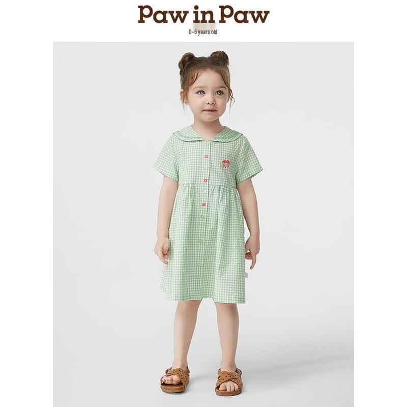 PawinPaw Baby Girl's Plaid Lace-Collar Dress