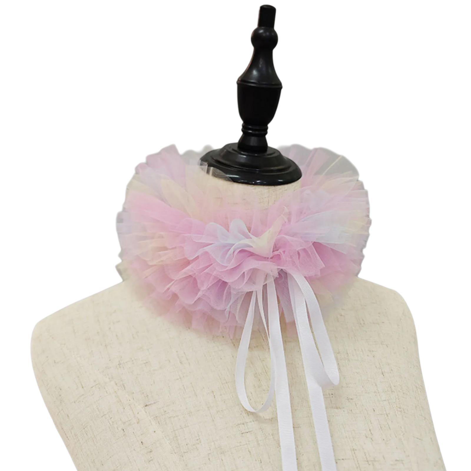 

Женщины Цветной сетчатый многослойный оборчатый воротник-стойка Завязки Чокеры Шаль Накидка Ренессанс Маленький воротник Ошейник Шарф C