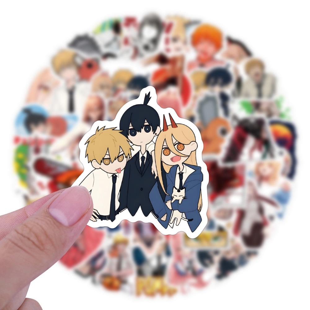 60 Waterproof Chainsaw Man Cartoon Stickers for Decoration - Perfect for Stationery, Water Bottles, Laptops