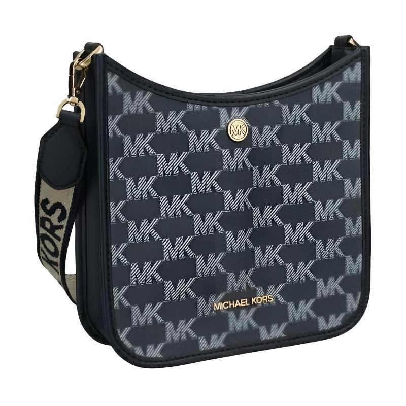 Michael Kors Printed Logo Canvas Crossbody Bag Women's Navy and Black
