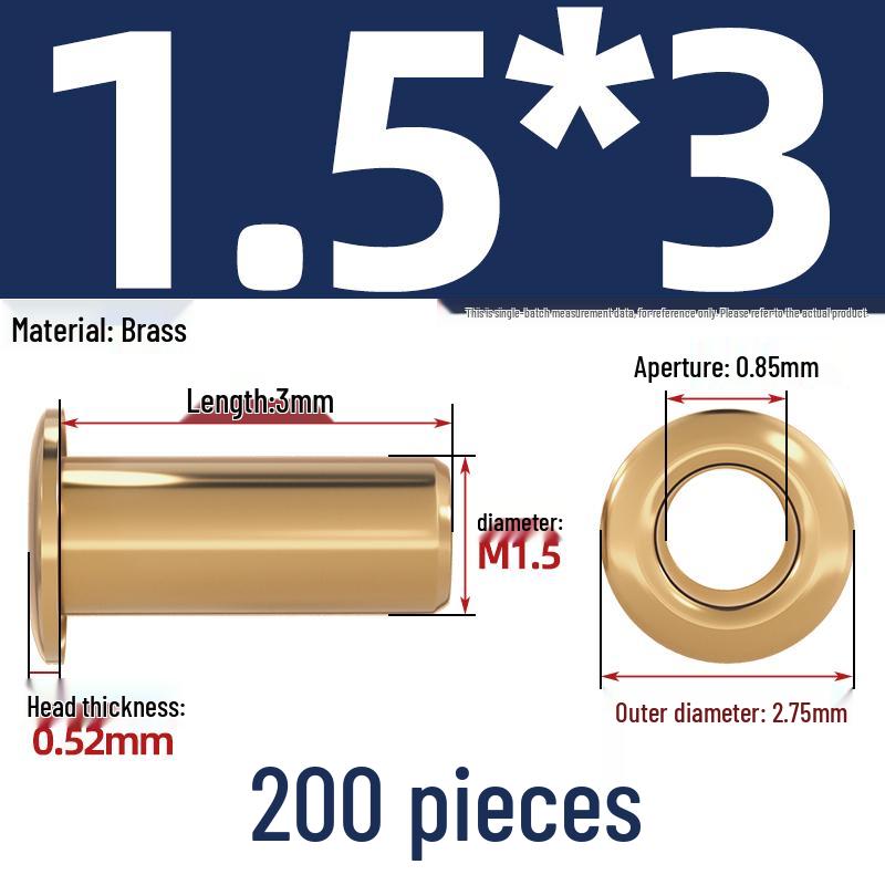 Pure Brass Hollow Rivets & Copper Eyelets Fasteners M1.3–M5