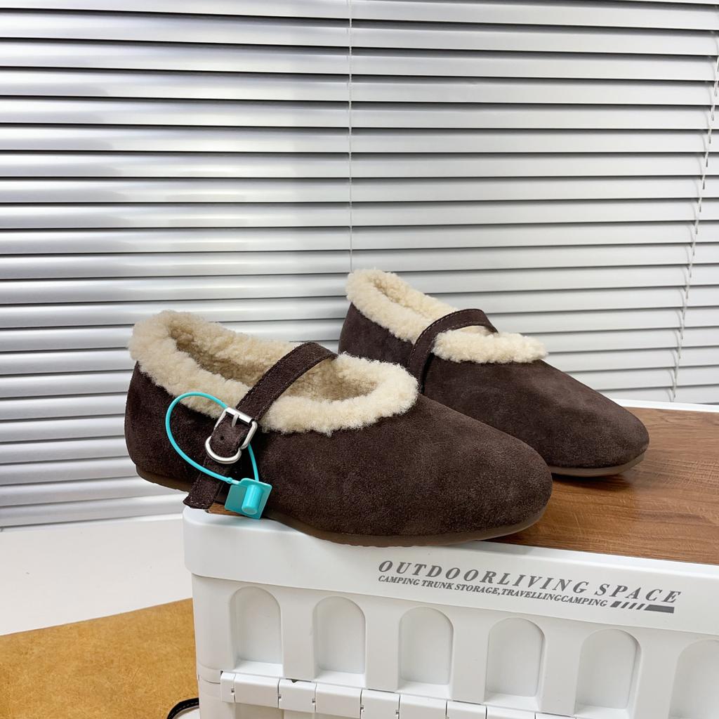 French Fairy Plush Shoes Beanie Shoes Female Flat 2025 Autumn and Winter Soft-soled Mary Jane Shoes Birkenstocks Cotton Shoes
