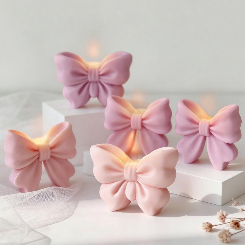 Bowknot Shaped Silicone Candle Molds For Handmade Candle Soap Making Chocolate Candy Holiday Gift and Epoxy Resin Craft