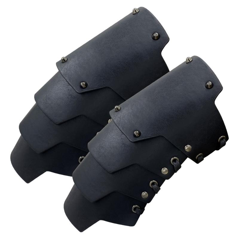 4-lagige Ritter-Handschuhe Mittelalterliche Armschienen Renaissance-Kostüm PU-Armschienen
