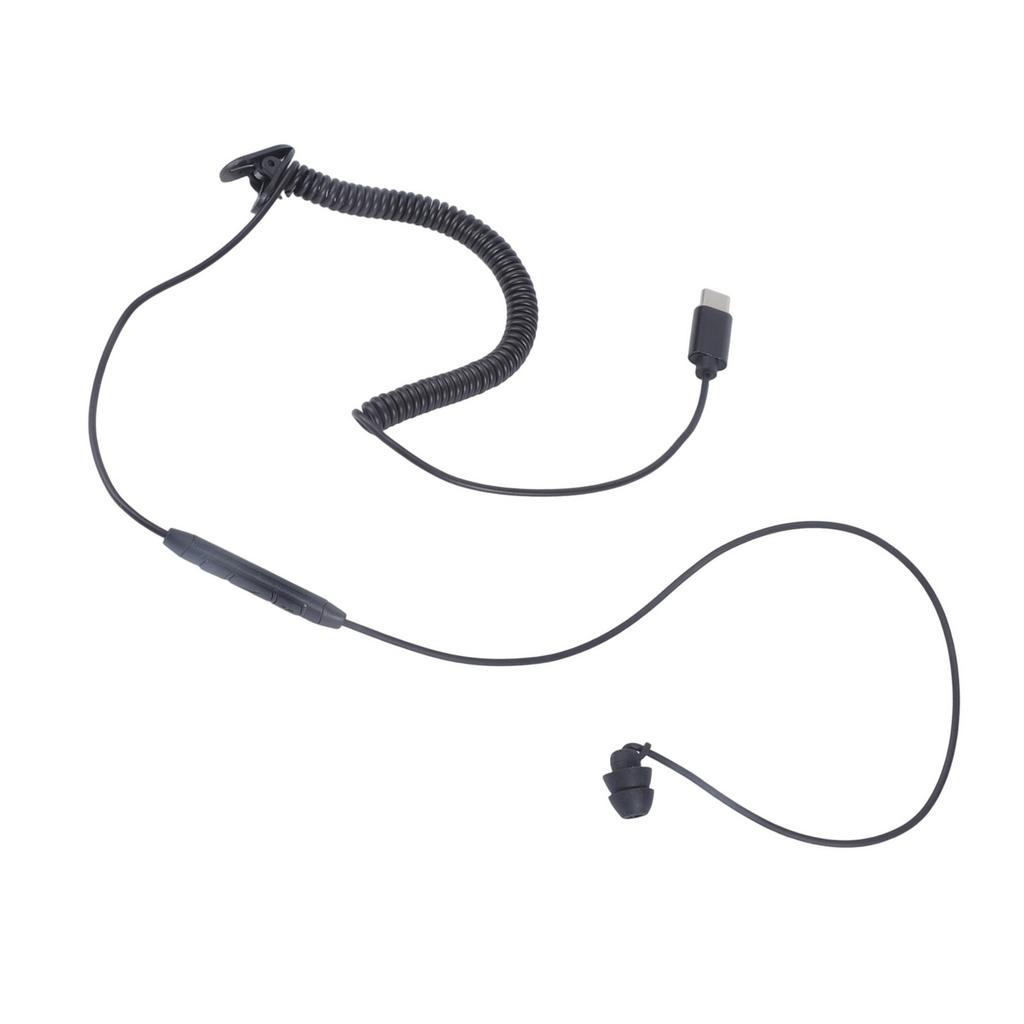 אוזניית צד בודד עם כבל USB-C מתכוונן באורך 75-150 ס"מ, כפתור ניהול מוזיקה לסמארטפונים, מחשבים וטאבלטים
