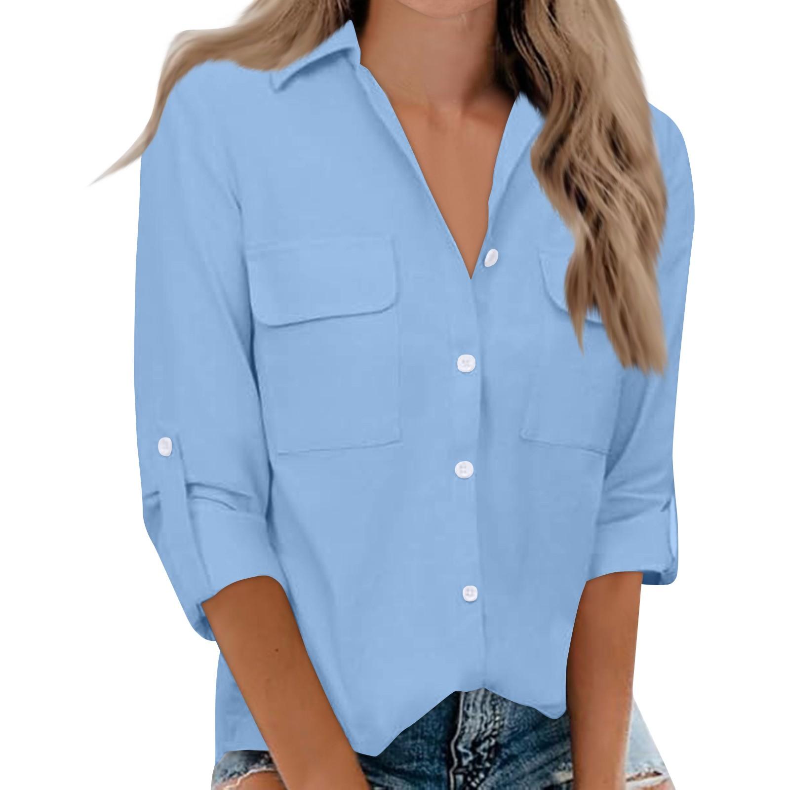 

Женская рубашка с длинными рукавами, повседневный модный топ с принтом на пуговицах, кардиган с нагрудным карманом S