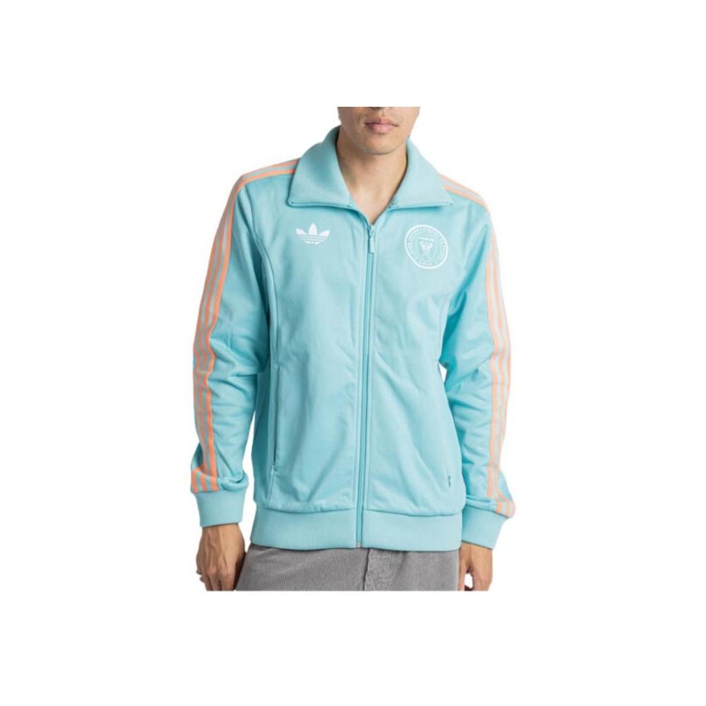 Adidas Originals Ss24 Inter Miami Cf Striped Comfortable Stylish Full Zip Retro Sports Stand Collar Jacket Men Jackets Mint-Green JJ1829