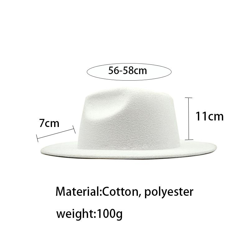 Autumn Winter Womens Felt Hat Fedoras Big Brim Hats For Women British Style Vintage Church Hats Lady Flat Brim White Jazz Cap