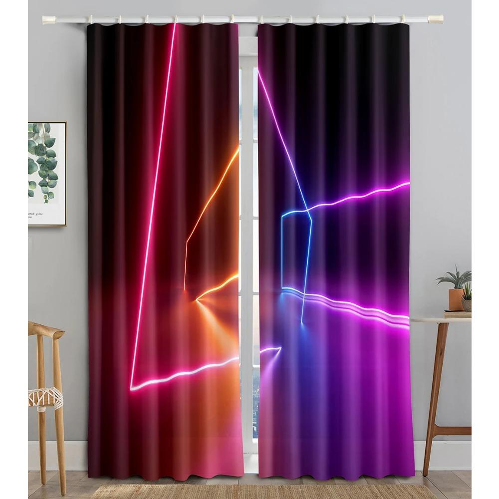 Neon Emitted Light Filtering 3D Printing WaveBlackout Window Panel Curtain Living Room Room Bedroom Bathroom Kicthen Door Cupboard Decor Hooks