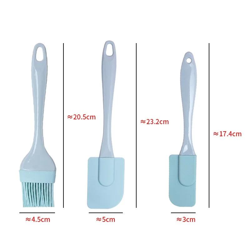 3Pcs/Set Non-Stick Silicone Cream Scraper Bread Cake Butter Spatula Mixer Oil Brush With PP Handle Cake Spatula Kitchen Baking