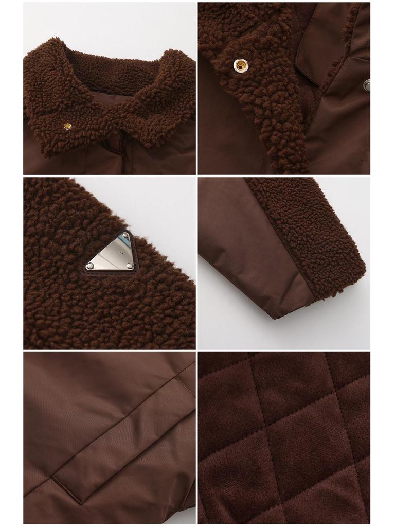 2025 Winter Retro Women's Long-Sleeve Lamb Wool Coat