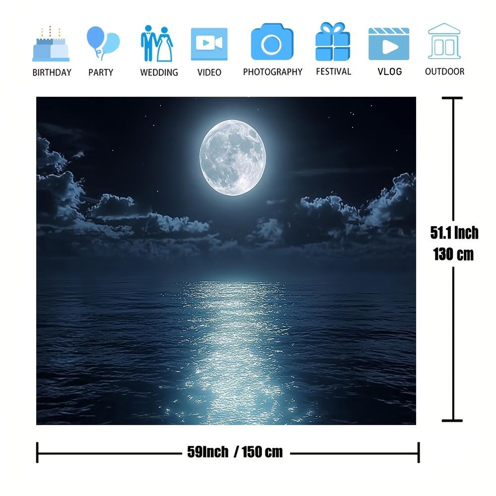 2D plane, 1 piece of moon ocean background fabric, suitable for bedroom, living room, dormitory and home decoration
