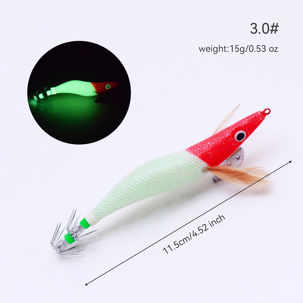 Red-headed Luminous Wood Shrimp4Size with Sound Beads Bionic Fake Bait Jumping Shrimp for Squid Fishing