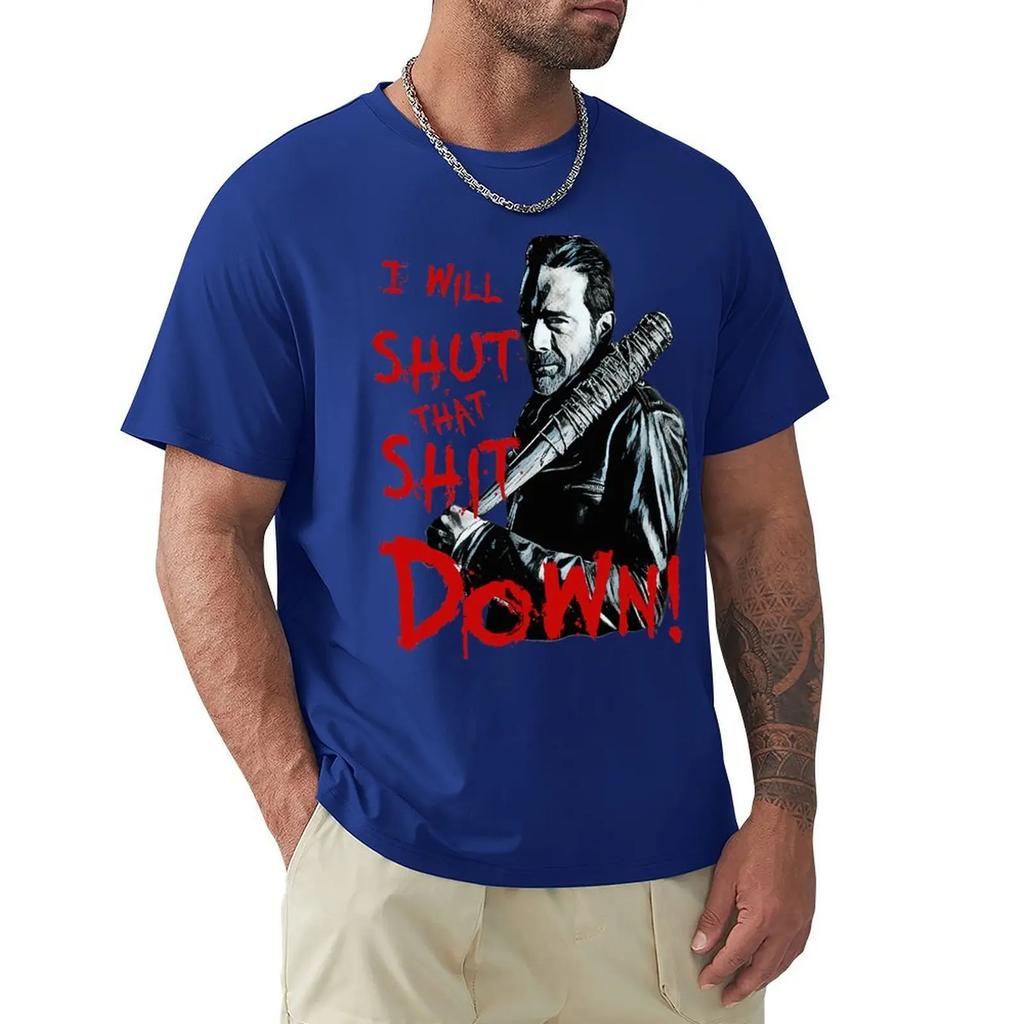 Leisure Negan The Walking Dead T-Shirts Men Round Neck 100% Cotton T Shirts Zombie Horror Short Sleeve Tee Shirt Gift Clothes