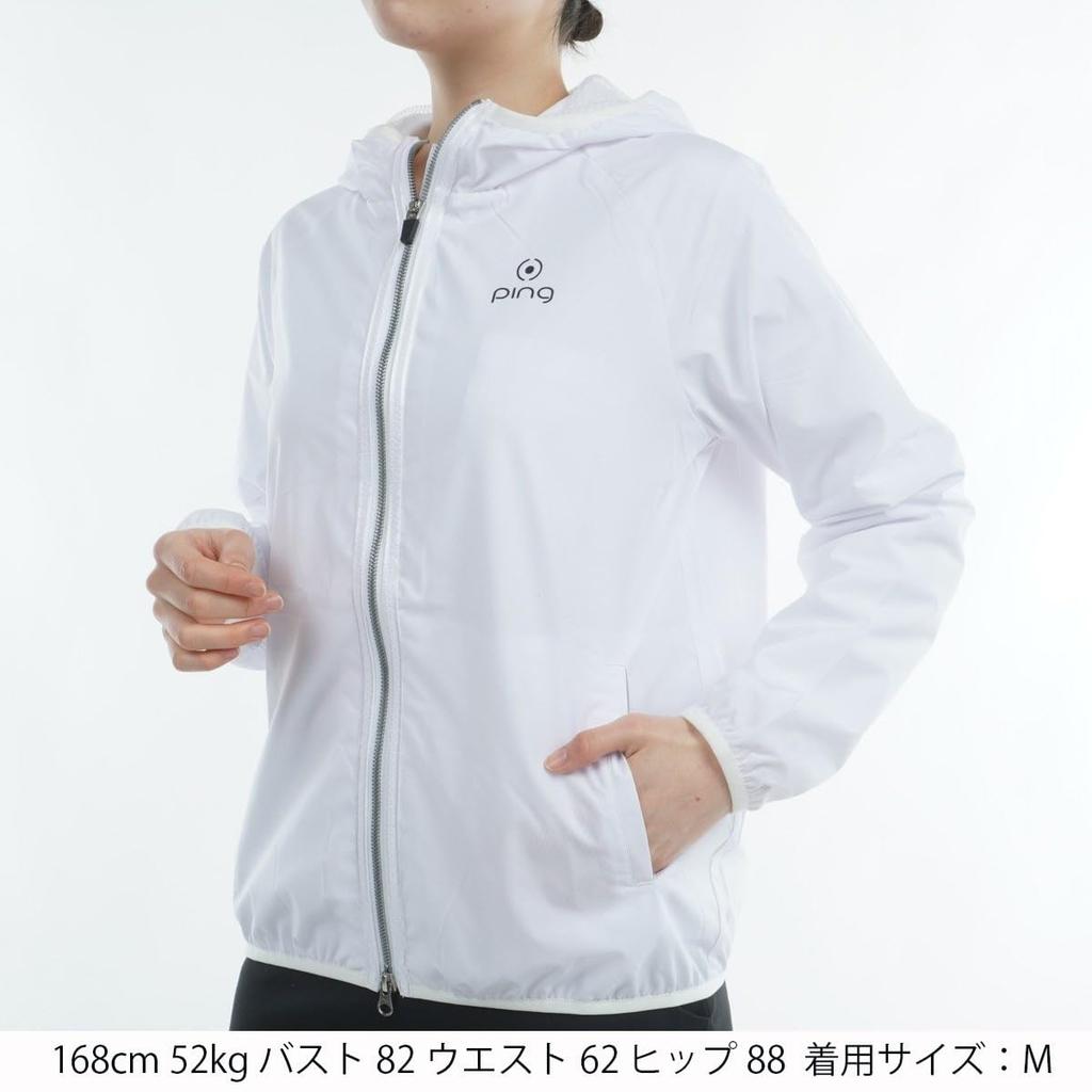 Long Sleeve Full Zip Blouson Golf Outerwear White L [Pin Apparel] Women's (EARTH Print) / / 622-4120102 031_Plain