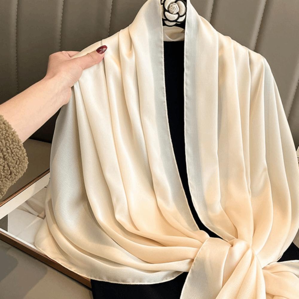 Breathable Spring Satin Scarf Silk Big Yarn Shawl Sweet Solid Color Headscarf  Clothing Accessories