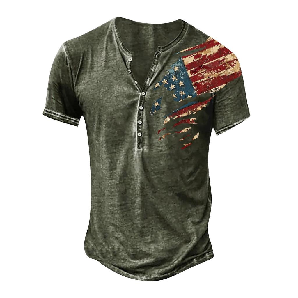Men's Independence Day Printed Round-neck Short-sleeved T-shirt